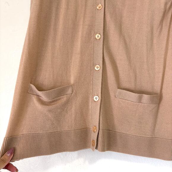 LACOSTE NWOT 100% Merino Wool Classic Cardigan in Tan Size 44/ M - Picture 5 of 12